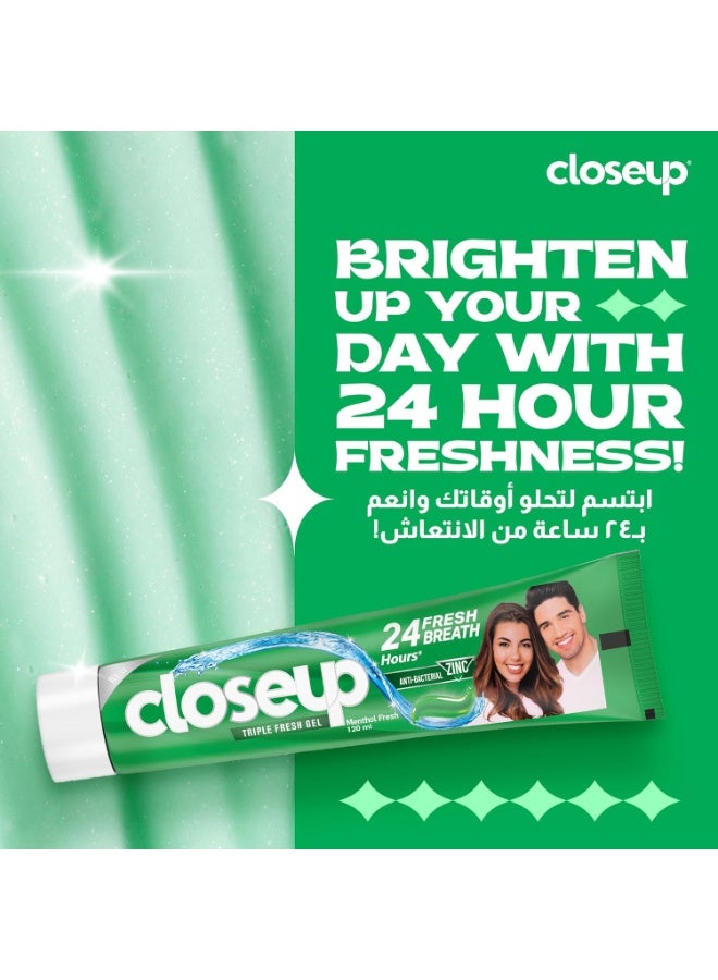 Closeup Triple Fresh Gel Toothpaste, Menthol Fresh, for 24HR fresh breath, 120ml - Image 5